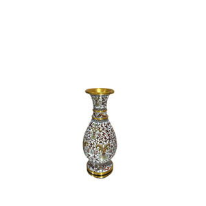 Vintage White CLOISONNÉ Vase 8”